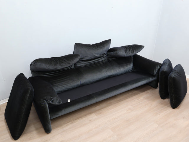 Vintage Maralunga 3-seater sofa 1980s Vico Magistretti original velvet canapé design Maralunga Cassina 80er Jahre Sofa