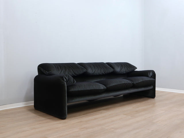 Vintage Maralunga 3-seater sofa 1980s Vico Magistretti original velvet canapé design Maralunga Cassina 80er Jahre Sofa