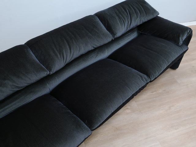 Vintage Maralunga 3-seater sofa 1980s Vico Magistretti original velvet canapé design Maralunga Cassina 80er Jahre Sofa