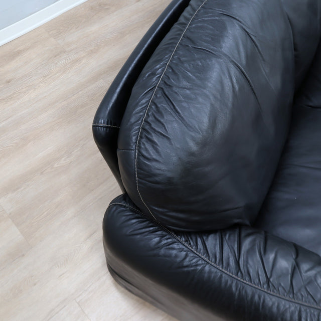 1970s Piumotto 3-seater sofa by Arrigo Arrigoni for Busnelli. Divano vintage pelle nera. Canapé italien en cuir noir. 1970er Leder Couch.