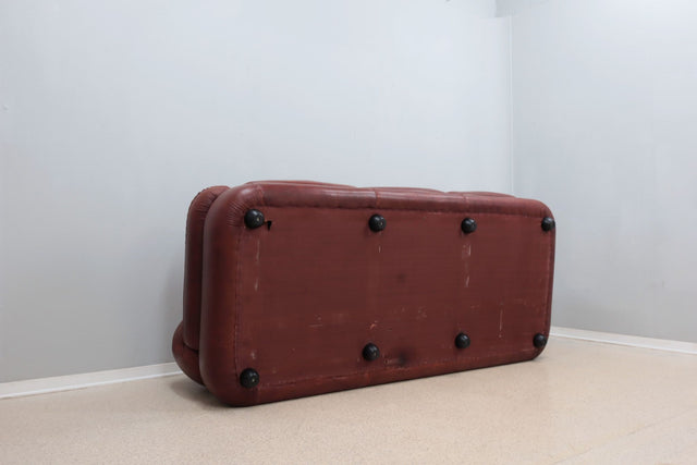 3 seater vintage leather sofa MOBIL GIRGI 1970s