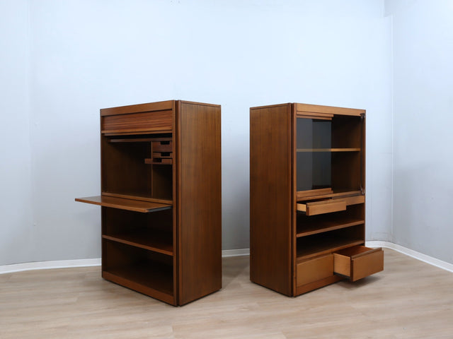 1960s 4D cabinets by Angelo Mangiarotti for Molteni, finished back with wheels. Mangiarotti 4D, meuble Molteni, mobile 4D vintage, Schrank Mangiarotti. (149 characters)