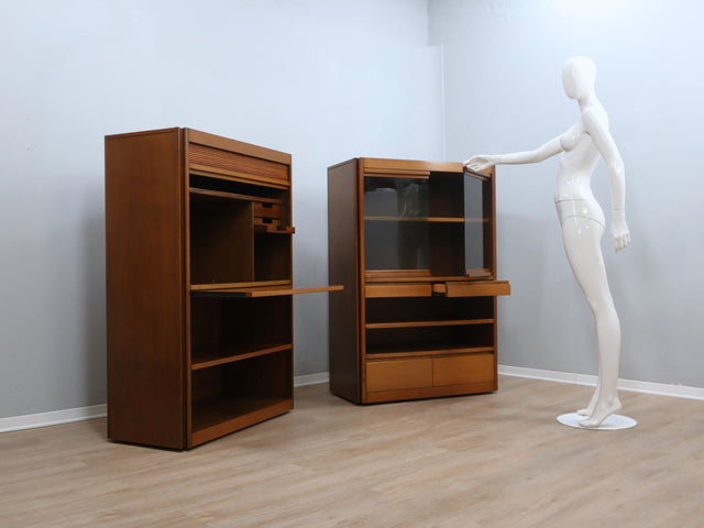 1960s 4D cabinets by Angelo Mangiarotti for Molteni, finished back with wheels. Mangiarotti 4D, meuble Molteni, mobile 4D vintage, Schrank Mangiarotti. (149 characters)