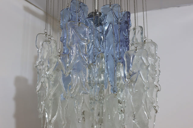 Murano glass cascade chandelier by AV Mazzega 1970s