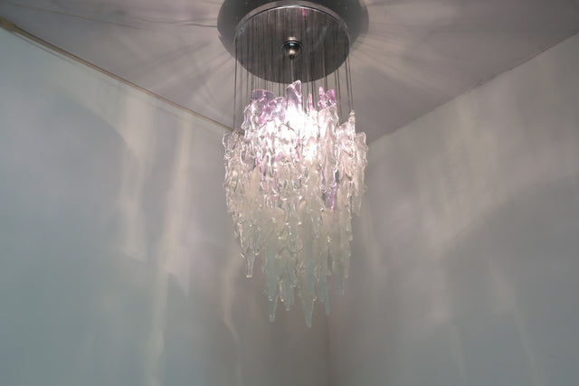 Murano glass cascade chandelier by AV Mazzega 1970s