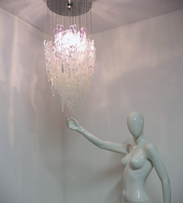 Murano glass cascade chandelier by AV Mazzega 1970s