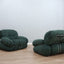 Pair of vintage Italian armchairs Adriano Piazzesi, fauteuils design italiens en velours côtelé vert, italienische Sessel 70er Jahre Okay Kollektion, iconic mid-century modern furniture collectible