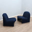 Pair of restored 1970s Alky armchairs by Giancarlo Piretti for Castelli in original blue fabric. Coppia poltrone Alky Piretti Castelli. Paire de fauteuils Alky bleu. Paar Alky Sessel blau.
