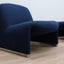 Pair of restored 1970s Alky armchairs by Giancarlo Piretti for Castelli in original blue fabric. Coppia poltrone Alky Piretti Castelli. Paire de fauteuils Alky bleu. Paar Alky Sessel blau.