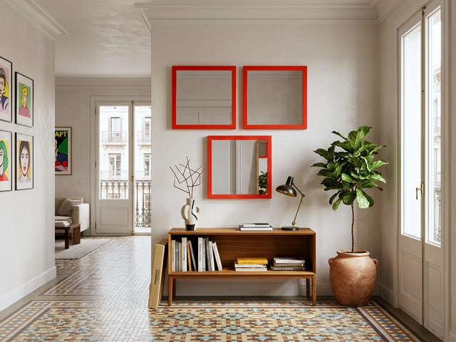 1970s Anna Castelli Ferrieri for Kartell Mod. 4727 Red Mirror