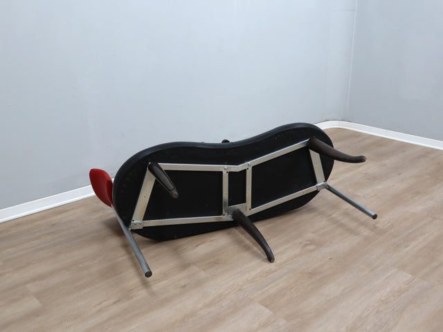 1990s Italian black and red post modern design bench