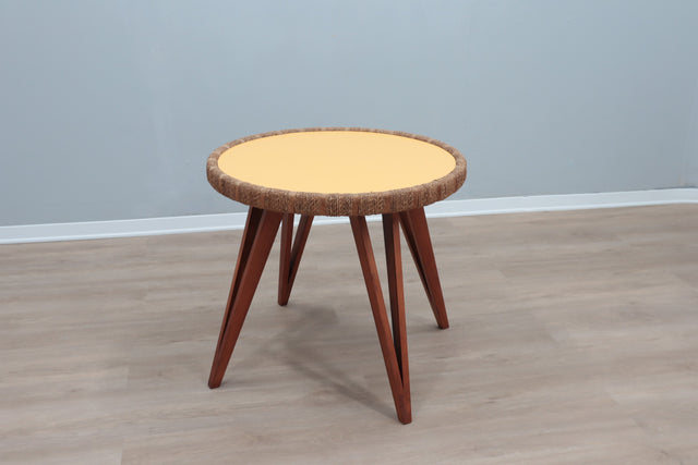 Augusto Romano round beech and straw side table 194Os