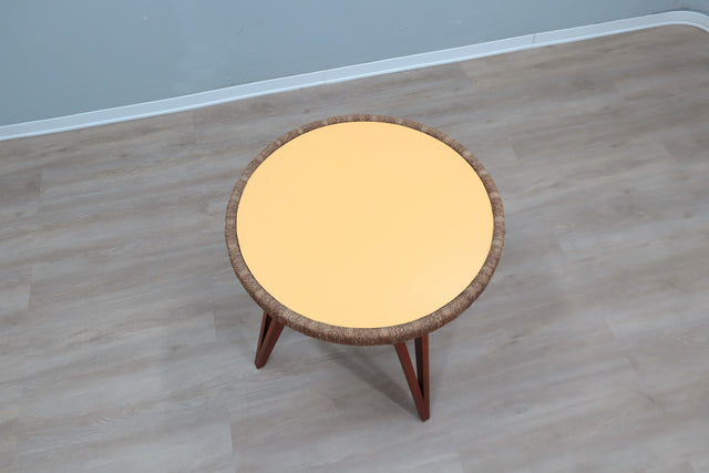 Augusto Romano round beech and straw side table 194Os