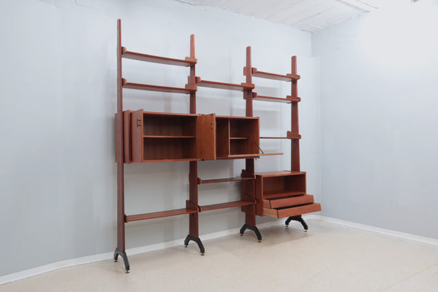 Mid century modular teak bookcase AV Arredamenti 1960s