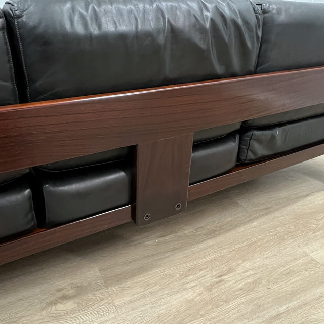 Afra & Tobia Scarpa "Bastiano" 3-seater sofa for Gavina 1960s black Leather