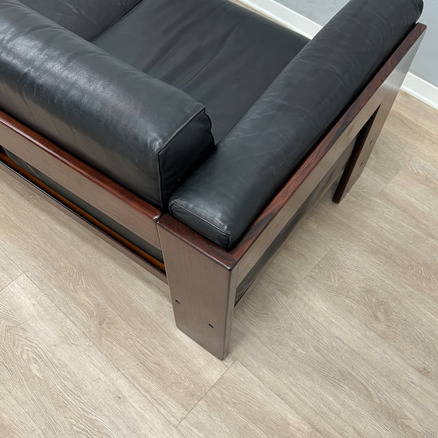 Afra & Tobia Scarpa "Bastiano" 3-seater sofa for Gavina 1960s black Leather
