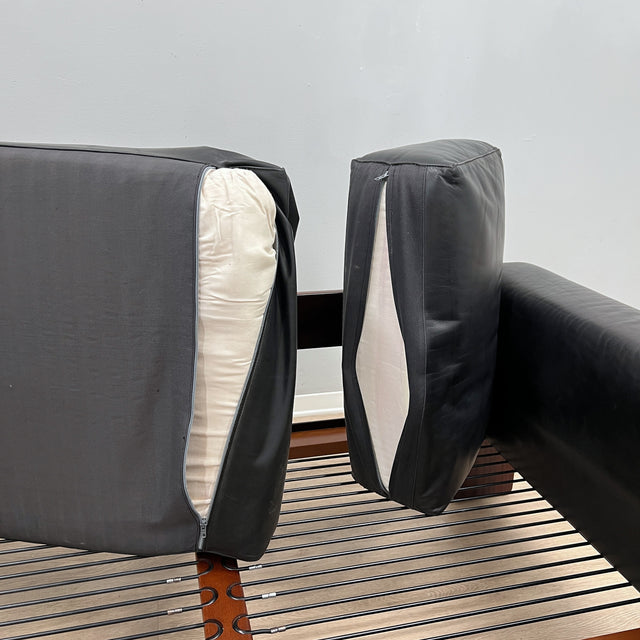 Afra & Tobia Scarpa "Bastiano" 3-seater sofa for Gavina 1960s black Leather