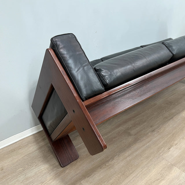 Afra & Tobia Scarpa "Bastiano" 3-seater sofa for Gavina 1960s black Leather