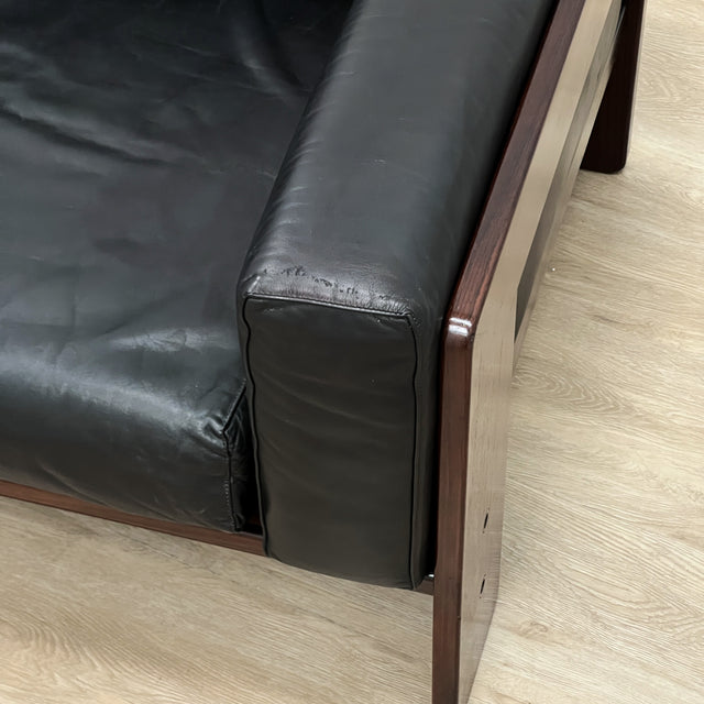 Afra & Tobia Scarpa "Bastiano" 3-seater sofa for Gavina 1960s black Leather