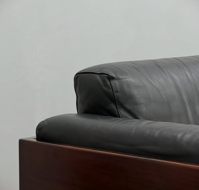 Afra & Tobia Scarpa "Bastiano" 3-seater sofa for Gavina 1960s black Leather