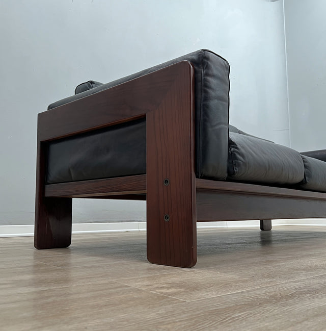 Afra & Tobia Scarpa "Bastiano" 3-seater sofa for Gavina 1960s black Leather
