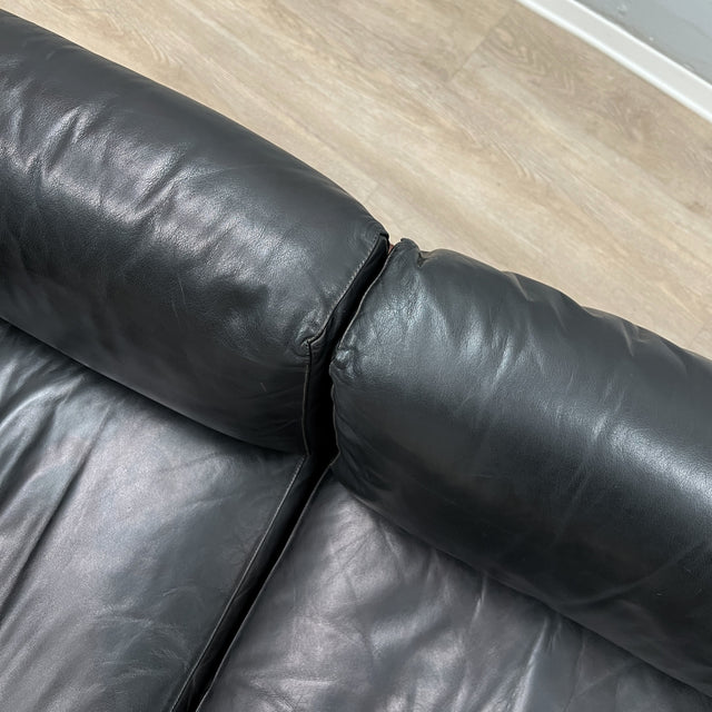 Afra & Tobia Scarpa "Bastiano" 3-seater sofa for Gavina 1960s black Leather