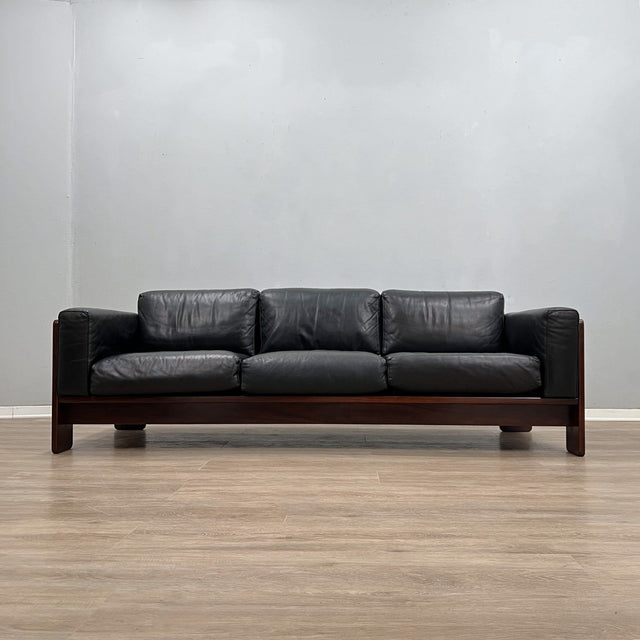 Afra & Tobia Scarpa "Bastiano" 3-seater sofa for Gavina 1960s black Leather