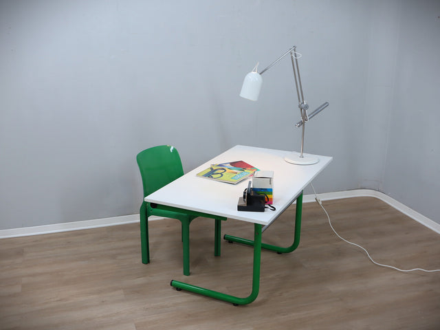 Bieffeplast desk 1960s Joe Colombo attributed – Italian design green metal frame / bureau design italien / escritorio vintage itali