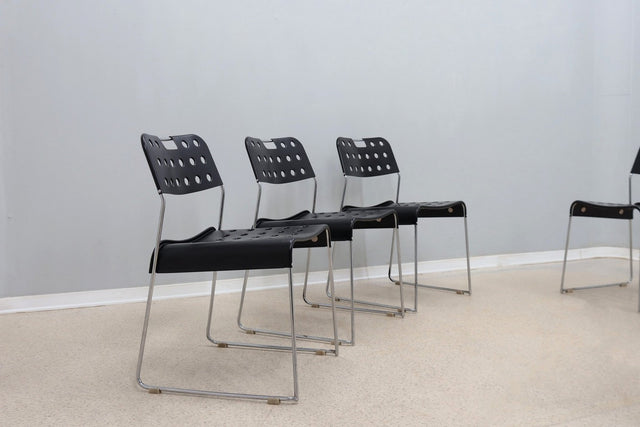 Omstack vintage metal chairs BIEFFEPLAST 1970s