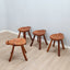 Set 4 Sgabelli Organic design Larch Wood Stools Brutalis Italiani 1970s Tabourets italiens bois de mélèze