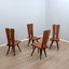 Set of four 1970s Italian Brutalist solid wood dining chairs in the style of Carlo Mollino Casa del Sole quatre chaises brutalistes italiennes des années 70 en bois massif,