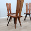 Set of four 1970s Italian Brutalist solid wood dining chairs in the style of Carlo Mollino Ensemble de quatre chaises brutalistes italiennes des années 70 en bois massif,