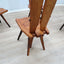 Set of four 1970s Italian Brutalist solid wood dining chairs in the style of Carlo Mollino Casa del Sole quatre chaises brutalistes italiennes des années 70 en bois massif,