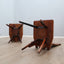 Set of four 1970s Italian Brutalist solid wood dining chairs in the style of Carlo Mollino Casa del Sole quatre chaises brutalistes italiennes des années 70 en bois massif,