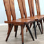 Set of four 1970s Italian Brutalist solid wood dining chairs in the style of Carlo Mollino Casa del Sole quatre chaises brutalistes italiennes des années 70 en bois massif,