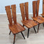 Set of four 1970s Italian Brutalist solid wood dining chairs in the style of Carlo Mollino Casa del Sole quatre chaises brutalistes italiennes des années 70 en bois massif,