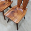 Set of four 1970s Italian Brutalist solid wood dining chairs in the style of Carlo Mollino Casa del Sole quatre chaises brutalistes italiennes des années 70 en bois massif,