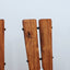 Set of four 1970s Italian Brutalist solid wood dining chairs in the style of Carlo Mollino Casa del Sole quatre chaises brutalistes italiennes des années 70 en bois massif,