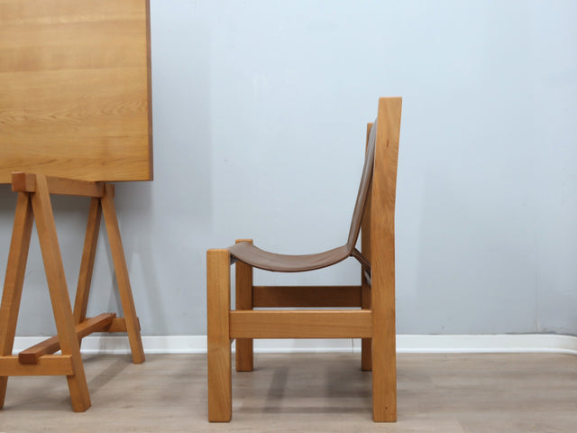 1970s Italian Brutalist Beech Desk & Leather Chairs Brutalist Schreibtisch Escritorio bureau vintage madera Castiglioni