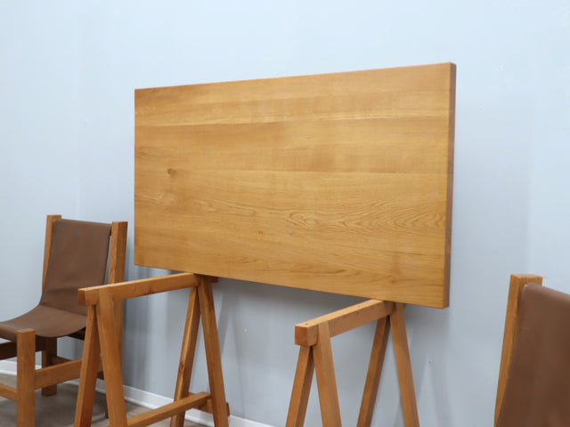 1970s Italian Brutalist Beech Desk & Leather Chairs Brutalist Schreibtisch Escritorio bureau vintage madera Castiglioni