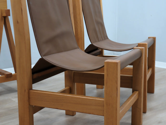 1970s Italian Brutalist Beech Desk & Leather Chairs Brutalist Schreibtisch Escritorio bureau vintage madera Castiglioni