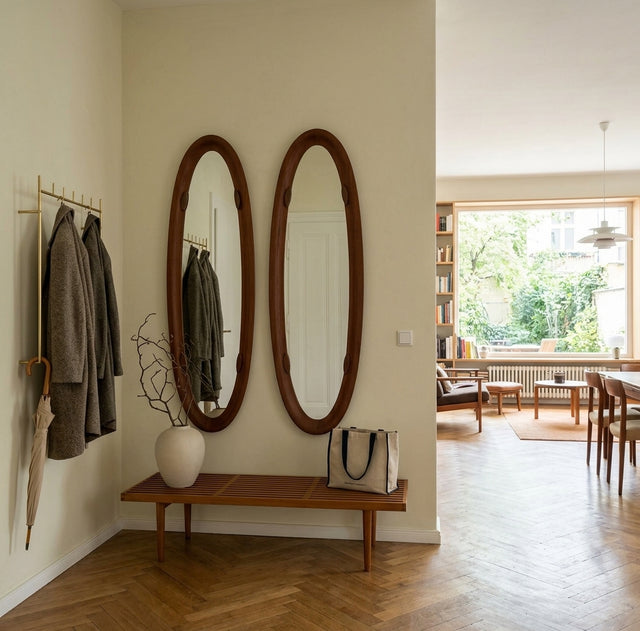 Campo e Graffi Oval Shell mid-century teak Mirrors 1960s