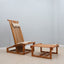 Carlo Pagella curved ash wood lounge chair + ottoman 1970s