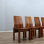 Set of 4 1970s Italian bentwood high-back dining chairs in Carlo Scarpa style. Set 4 sedie anni 70 multistrato curvato. Chaises vintage 1970.