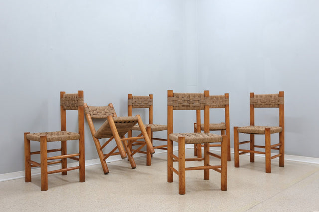 Set of 6 Charlotte Perriand (attributed) dining chairs 1960s