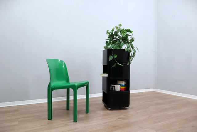 Componibili 4970 Kartell black modular trolley – carrello modulare noir design – modulares Möbelstück schwarz, Italian design.