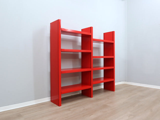 Artemide Dodona 300 red modular bookcase – bibliothèque modulaire rouge, modulares Bücherregal 70er Jahre italienisches Design