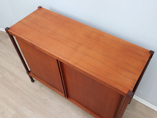 F.lli Proserpio teak cabinet bar Mobile anni 50 grissinato, tambour doors cabinet, Mid-century italienisches Design, aparador teca, buffet vintage.