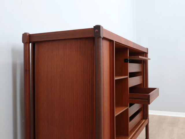 F.lli Proserpio teak cabinet bar Mobile anni 50 grissinato, tambour doors cabinet, Mid-century italienisches Design, aparador teca, buffet vintage.