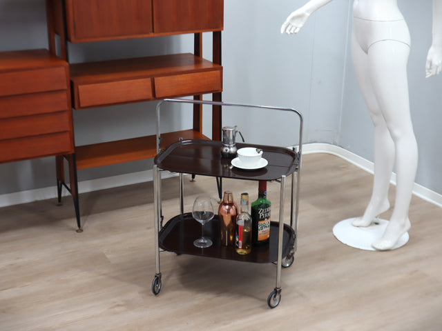 Vintage foldable serving trolley / bar cart design 1960s